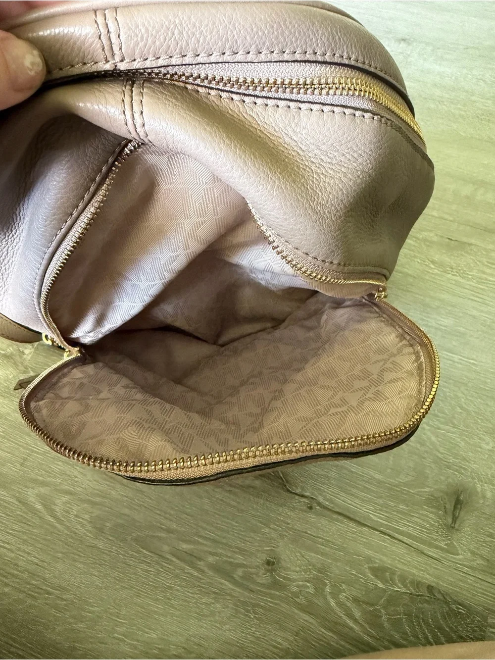 MICHAEL KORS Pebbled Leather Backpack in Taupe